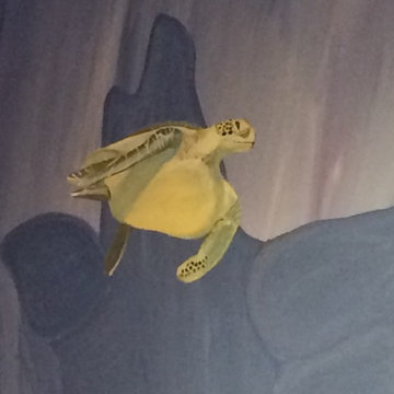 Sea turtle painted in the Mermaid Mural