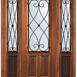 Prehung Side lights Door 96 Wood Mahogany Charleston 2/3 Lite - Front Doors