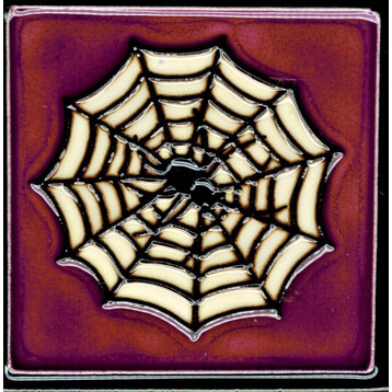 4x4" Halloween Spider Web Art Tile Ceramic Drink Holder Coaster