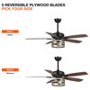 52 in. Indoor Farmhouse Black LED Smart Ceiling Fan with Light and Remote