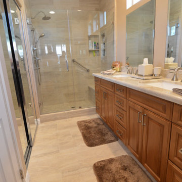 An amazing bathroom remodel # 31. A broad feel in a tight space.