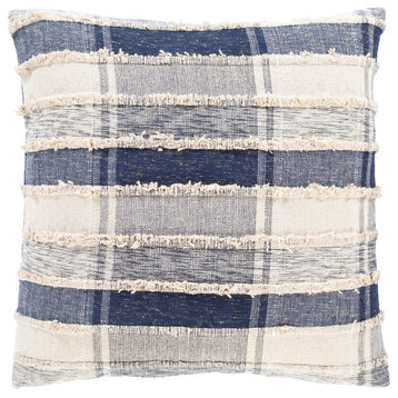 Ibiza IBZ-001 Pillow Cover, Dark Blue/Navy/Beige, 18"x18", Pillow Cover Only
