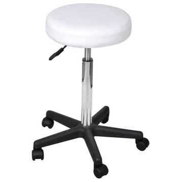 vidaXL Office Chair Swivel Rolling Stool Computer Chair White Faux Leather
