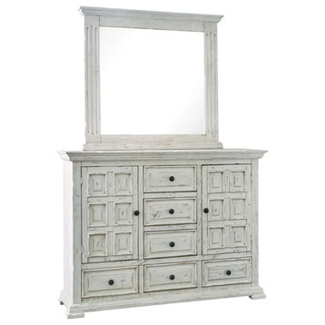 Picket House Furnishings 6-Drawer Wood Dresser and Mirror Set in White