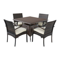 GDF Studio 5-Piece Carmela Outdoor Multibrown PE Wicker Square Dining Set