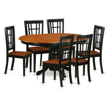 7-Piece Dining Set, Table and 6 Wooden Kitchen Chairs