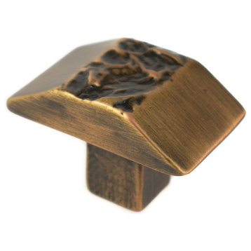 Rustic Pewter Cabinet Hardware Knob, Brass