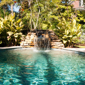Tropical Pool & Spa with Waterfall