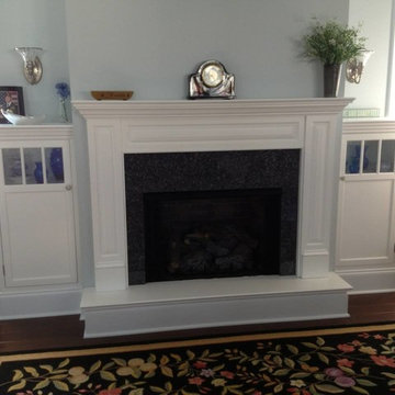 Am.Hearth VF Fireplace w/ Cambridge Mantle & Custom Cabinetry