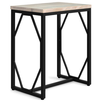 Selma Metal and Wood Accent Table, White Wash