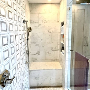 Shower bench and linear shower drain