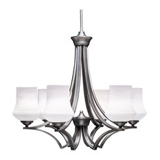 Zilo 6 Light Chandelier In Graphite, 5.5" Zilo Cayenne Linen Glass