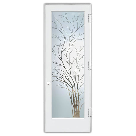 Interior Prehung Door or Interior Slab Door - Wispy Tree - Primed - 28" x...