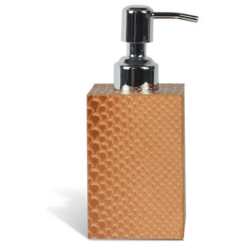 Genuine Leather Bathroom Soap/Lotion Dispenser, Golden Brown