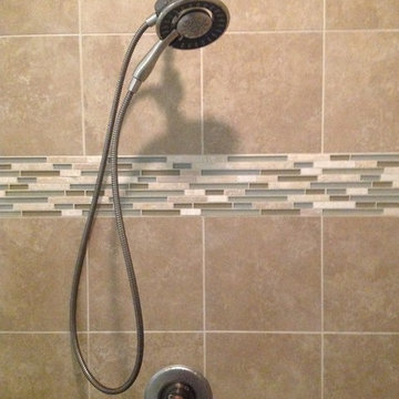 Glass block shower with ready for tile base in Columbus Ohio