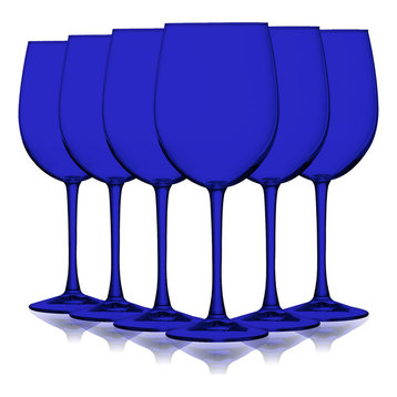 Cachet Accent Stem 16 oz Wine Glasses , Full C-Blue