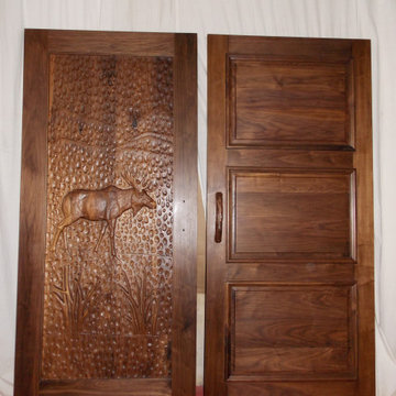 Black Walnut Wood Carved Doors