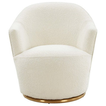 TOV Furniture Skyla 17.9" Transitional Fabric Swivel Accent Chair in White