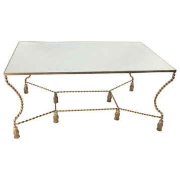 Bronze Gold Iron Swag Tassel Foot Coffee Table Ornate Metal Cocktail