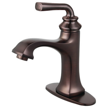 Single-Handle Bathroom Faucet, Push-Up Drain and Deck Plate, Oil Rubbed Bronze