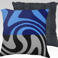 TOROSIETE Throw Pillow Cover - Giro Black & Blue with Dark Heather Gray Back - Products