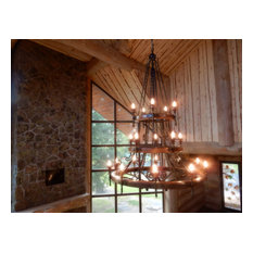 Wrought iron chandelier wagon wheel style