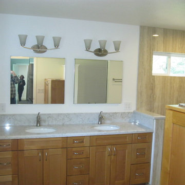 Newcastle Transitional Bathroom and solid surface shower