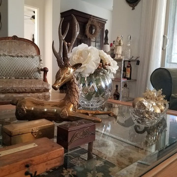 Christmas decorated coffee table