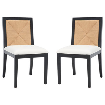 Safavieh Couture Emilio Woven Dining Chair, Black/Natural