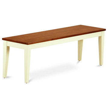 East West Furniture Nicoli Wood Bench In Buttermilk And Cherry Finish NIB-WHI-W