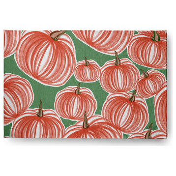 Pumpkins-A-Plenty Fall Design Chenille Area Rug, Orange-Green, 2'x3'
