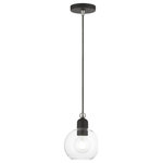 Livex Lighting - Downtown 1 Light Black With Brushed Nickel Accents Sphere Mini Pendant - Bring a refined lighting style to your interior with this downtown collection single light mini pendant. Shown in a black finish with brushed nickel finish accents and clear sphere glass.