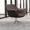 Modern Mala Swivel Chair Soft Leatherette Upholstery Stainless Steel Base, Brown