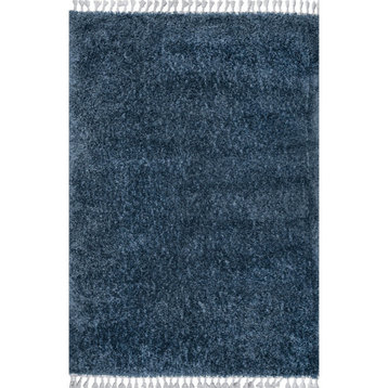 nuLOOM Plush Shag Neva Striped Area Rug, Blue, 10'x14'
