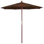 March Products - 7.5' Square Push Lift Wood Umbrella, Teak Olefin - The classic look of a traditional wood market umbrella by California Umbrella is captured by the MARE design series.  The hallmark of the MARE series is the beautiful 100% marenti wood pole and rib system. The dark stained finish over a traditional marenti wood is perfect for outdoor dining rooms and poolside d-cor. The deluxe push lift system ensures a long lasting shade experience that commercial customers demand. This umbrella also features Olefin fabrics, which are made with high durability synthetic Olefin fibers that offer improved fade resistance over lesser grade fabric materials like polyester and cotton.