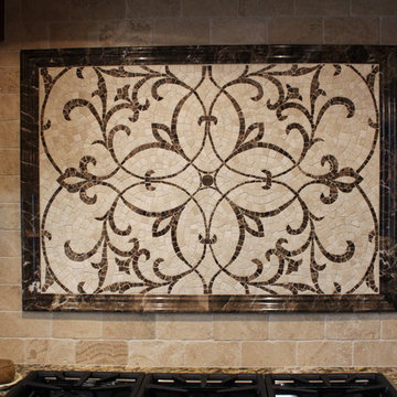 Tumbled Stone Backsplash with Custom Accent in Lancaster, PA.