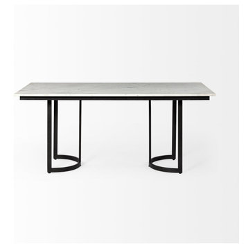 Tanner I White Marble Top w/Metal Base Rectangular Dining Table