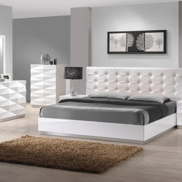 J&M Furniture Verona Bedroom Set in White Lacquer