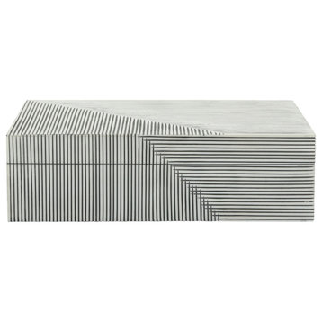 Resin 2-Piece Set Ridged Boxes, White