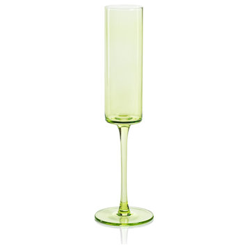 Foligno Champagne Flutes, Light Green, Set of 6