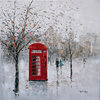 Autumn Memories: A Romantic Red Telephone Booth- Abstract oil Paintings