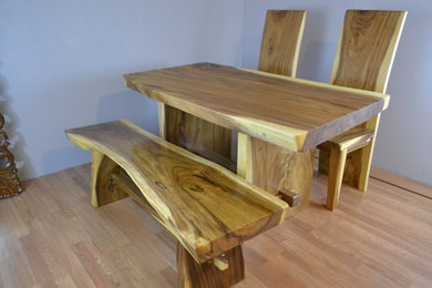 Live Edge Dining Table Set Made From Solid Chamcha Wood