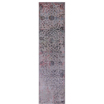 2' 6" X 10' 0" Runner Persian Hand Knotted Modern Wool and Silk Rug Q6310