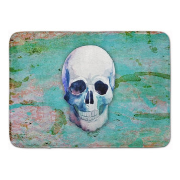Day Of The Dead Teal Skull Machine Washable Memory Foam Mat