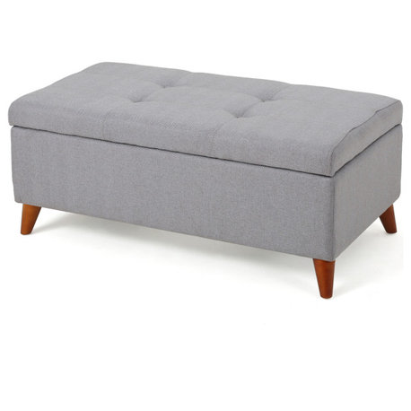 GDF Studio Etoney Fabric Storage Ottoman, Light Gray