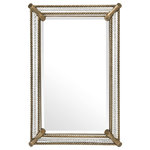 Eichholtz - Brass Roped Frame Wall Mirror | Eichholtz Cantoni - Let the light bounce around, and add style to your lounge, bedroom or hallway with the Cantoni Mirror. Pairing a beveled mirror with a molded frame with vintage brass details, it's sure to stand out in classic and contemporary aesthetics alike. This stunning piece is a contemporary take on a timeless classic and will look great in your lounge, hallway or bedroom.