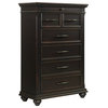 Maklaine Transitional Styled Wood 6-Drawer Chest in Black Finish