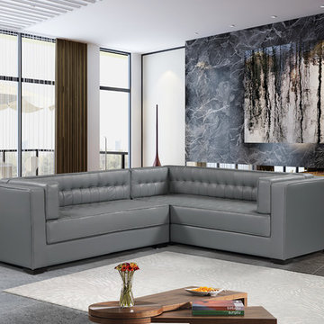 Chic Home Lorenzo Right Facing Sectional Sofa, Gray PU Leather