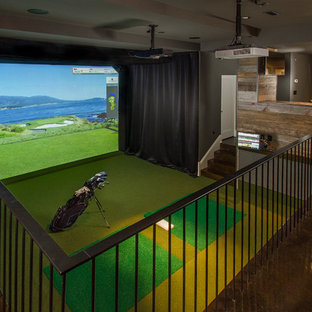 Inspiration for a traditional basement in Minneapolis with grey walls and concrete flooring.