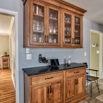 Bar/Serving area in Starmark Cabinetry - Beaded inset/Alder wood
